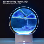 lampe table 3d sable mouvant vert bleu noir ambiance montagnes eau moderne veilleuse led
