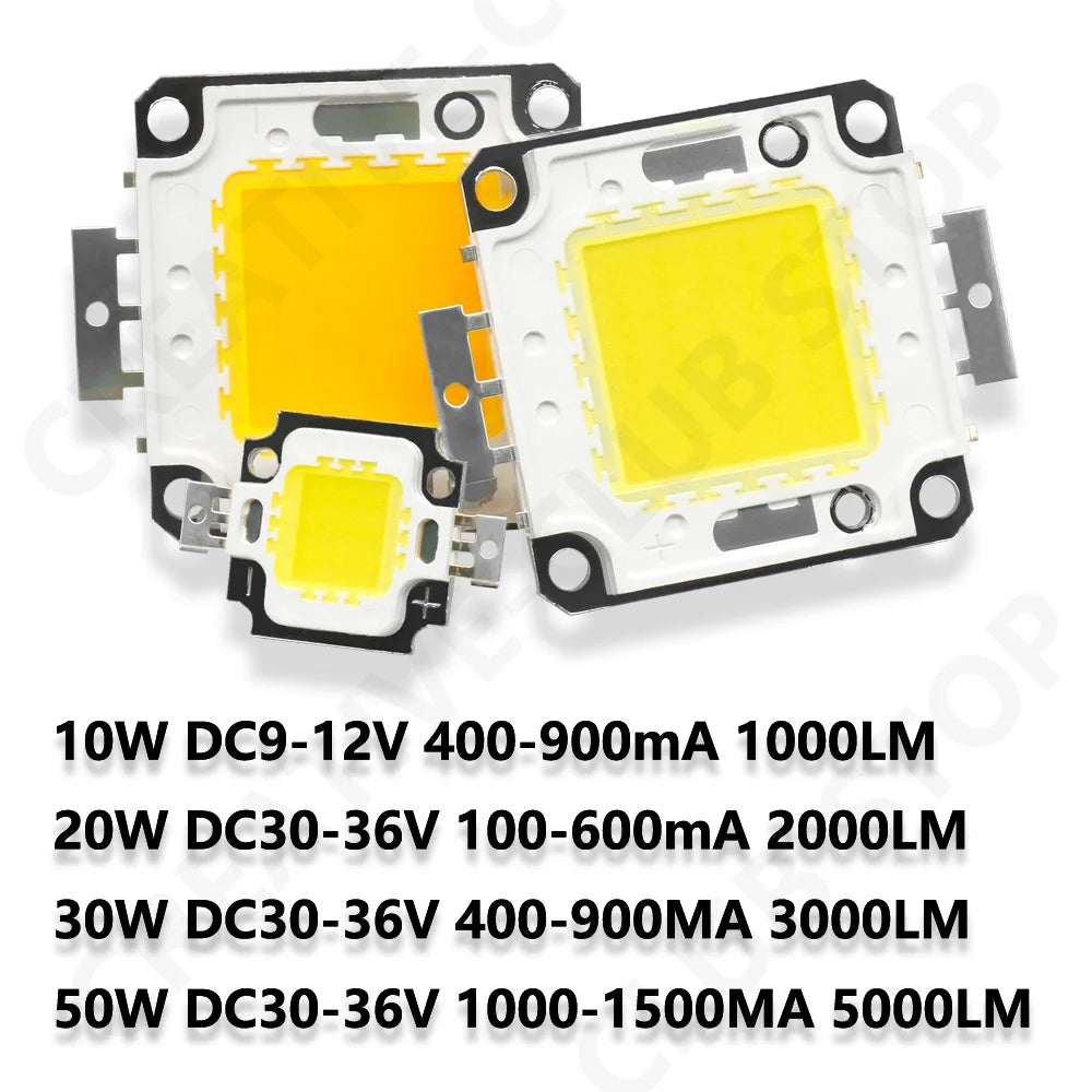 LED COB Chip carré blanc jaune 20W 30W 50W modernes spots publicitéextérieur