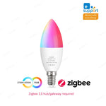 ampoules led intelligentes e14 rgb wifi zigbee blanc multicolore forme bougie moderne minimaliste