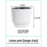 pots fleurs modernes résine blanc rayures verticaux hydroponiques plante verte autoarrosage personnes paresseuses