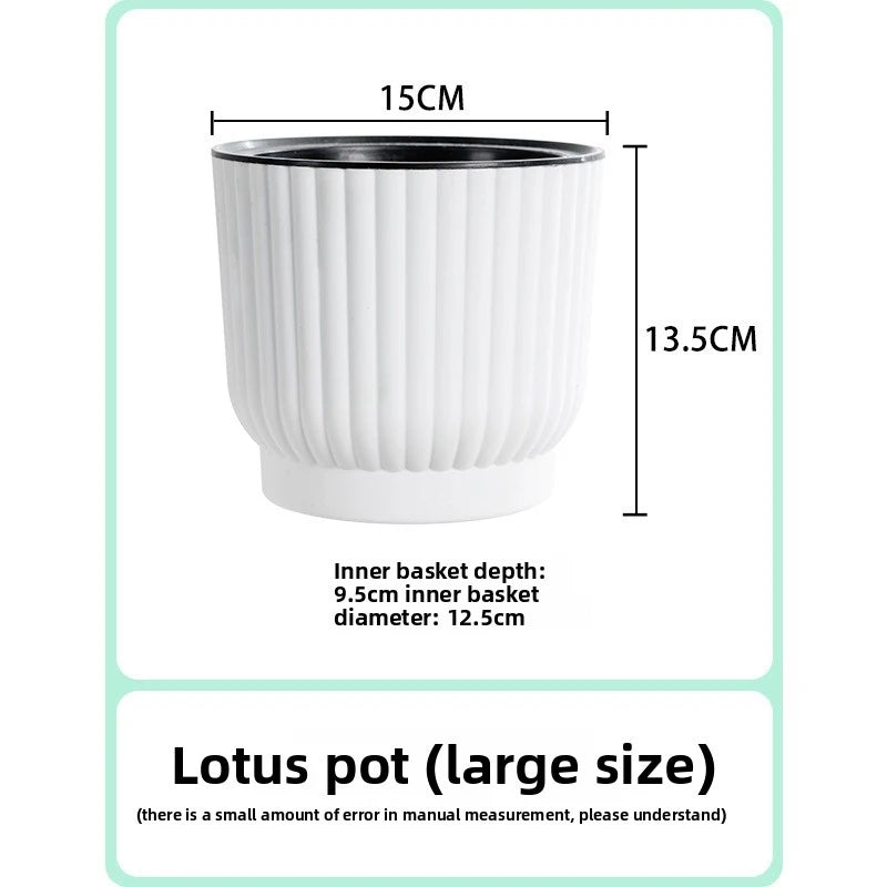 pots fleurs modernes résine blanc rayures verticaux hydroponiques plante verte autoarrosage personnes paresseuses