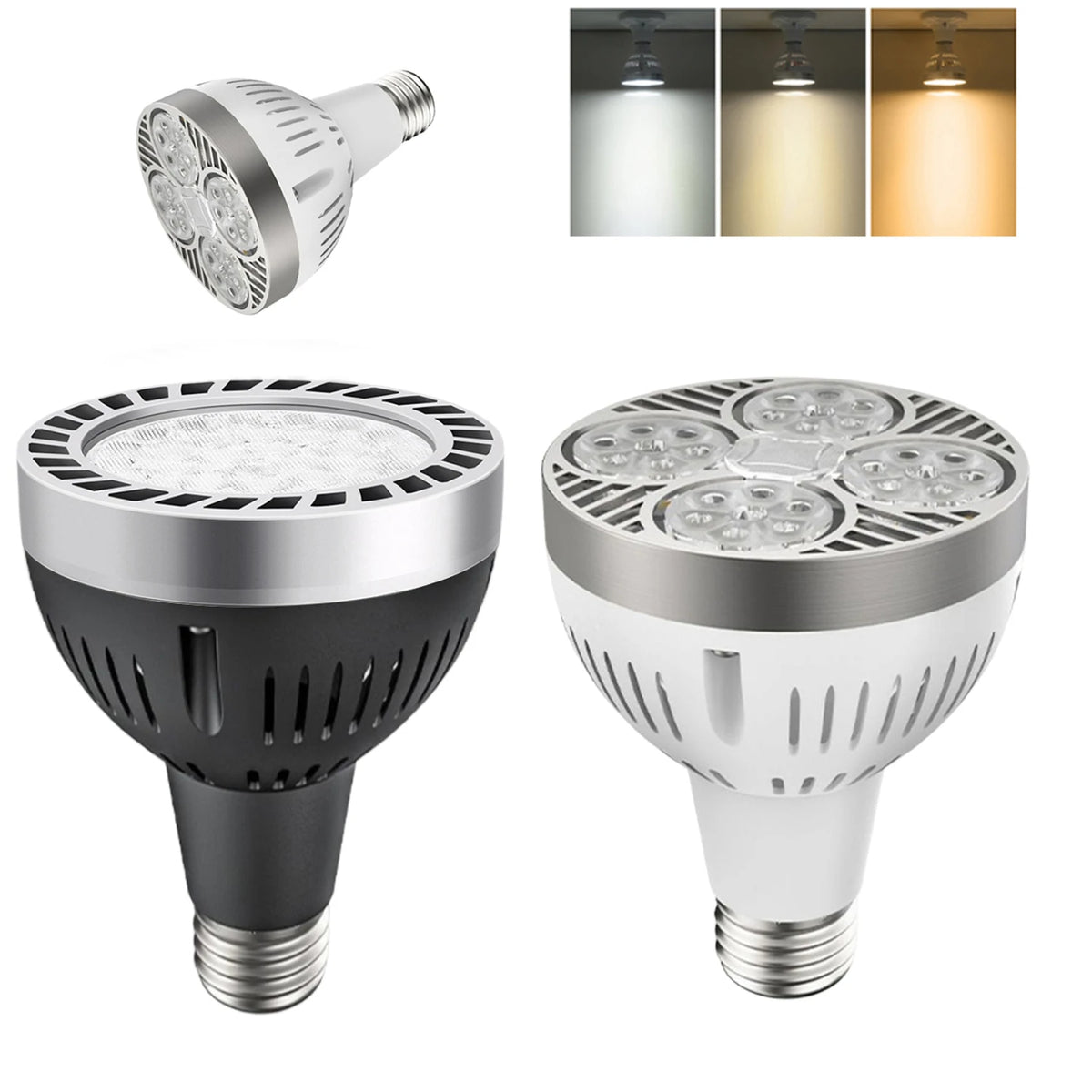 projecteurs led 220v e27 35w 45w blanc froid blanc chaud moderne argent noir