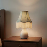 abat jour vert feuilles classique franges opacité tissu lampe décoration chambre moderne vintage