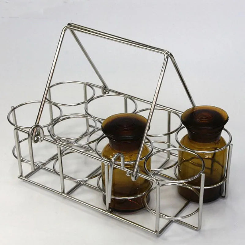 cage bouteilles argentée métal moderne organisation labo échantillons réactifs portable