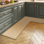 tapis sol cuisine salle bain porte gris clair cercles imprimés texture douce moderne