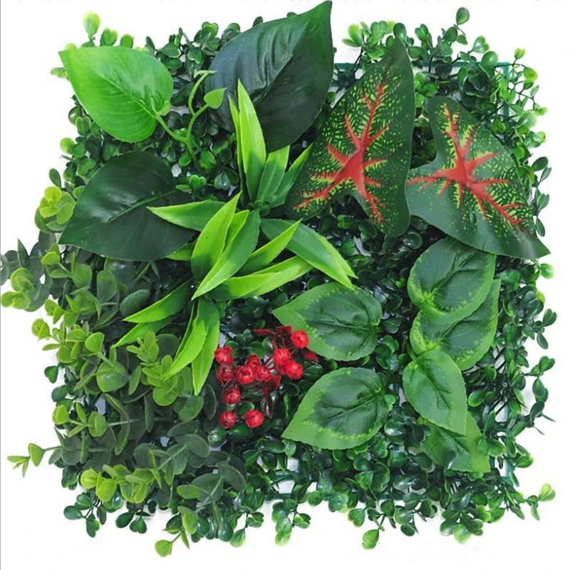 panneau mural plantes artificielles herbe verte fleurs blanches décoration jardin extérieur mur extérieur décoratif