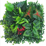panneau mural plantes artificielles herbe verte fleurs blanches décoration jardin extérieur mur extérieur décoratif