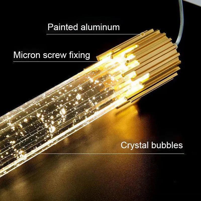 Suspension lumineuse moderne cristal bulle transparente dorée éclairage salle manger led 2000 82000 lumens