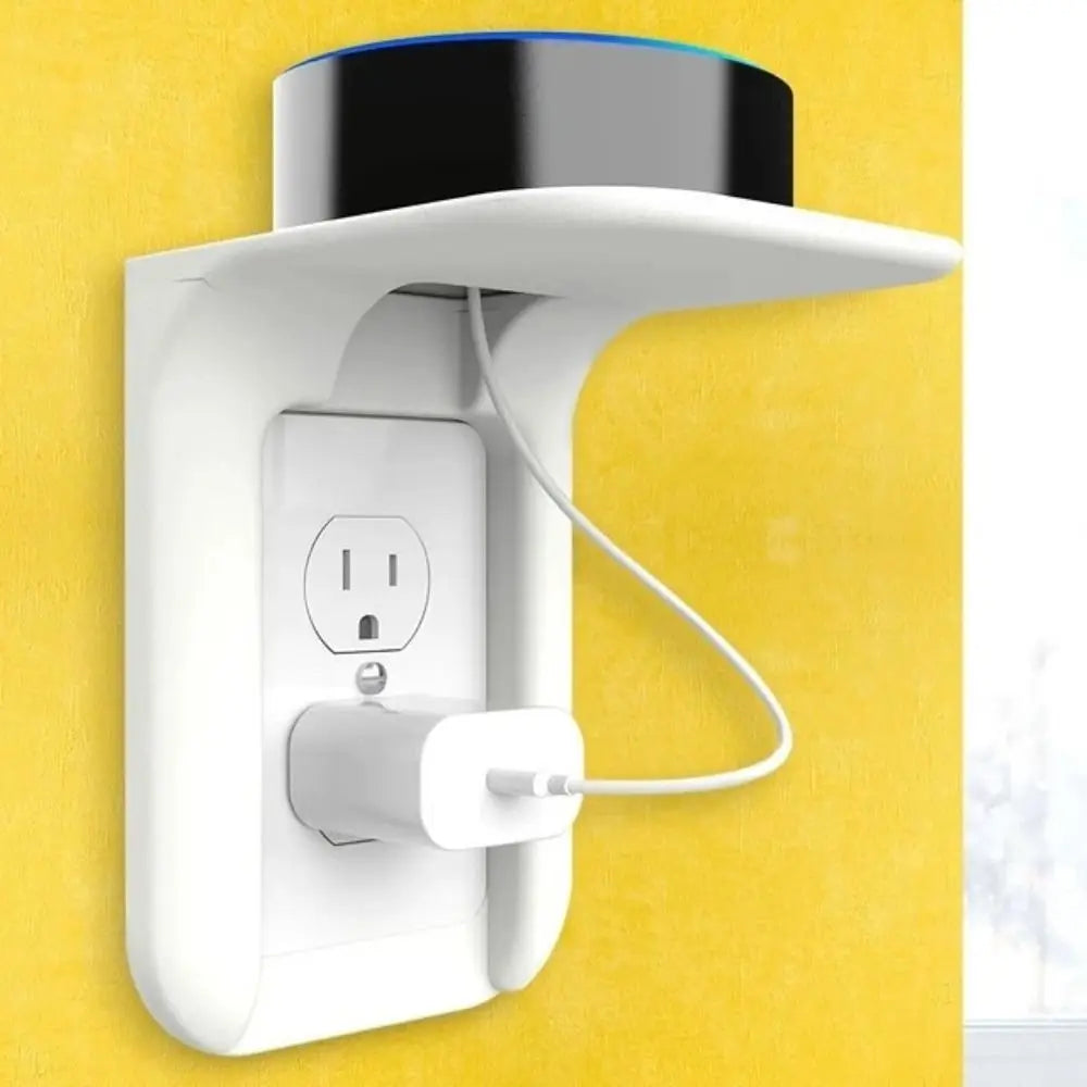 support mural recharge téléphone portable prise électrique adaptateur secteur moderne blanc jaune turquoise
