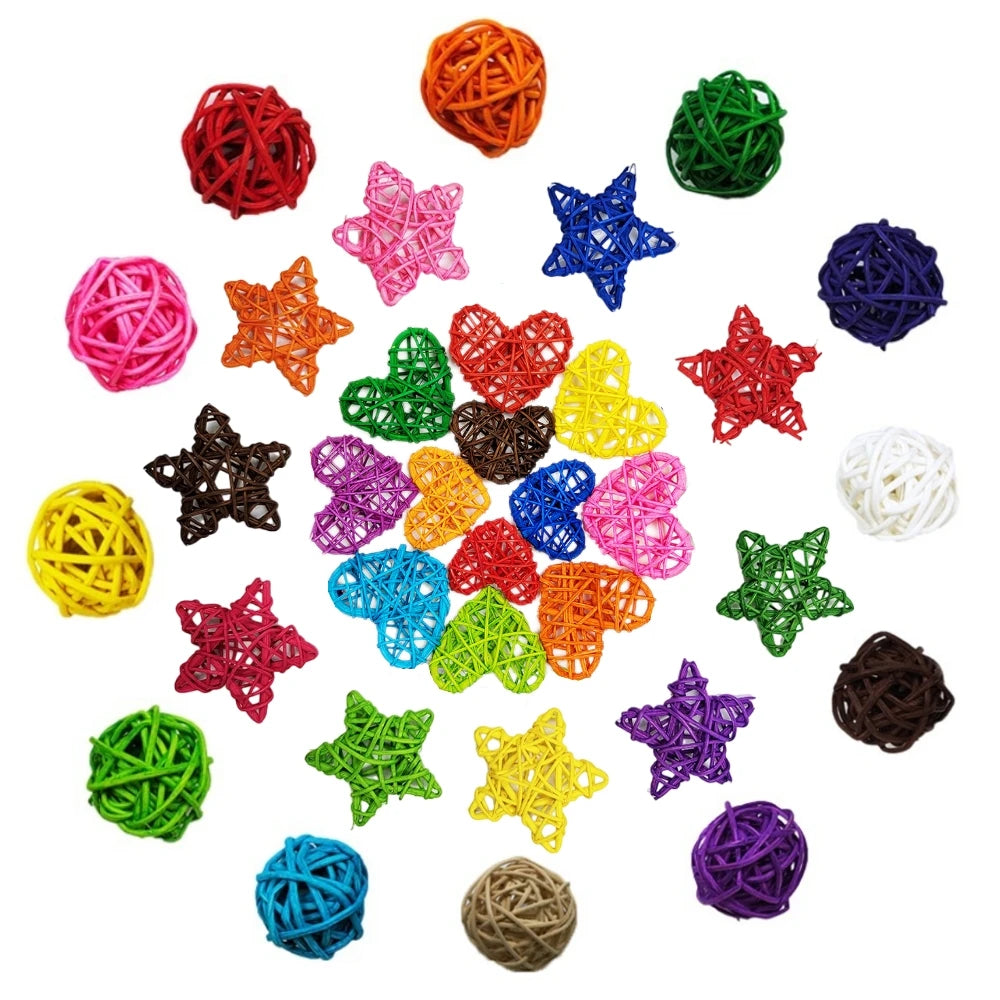 décoration artisanale boules coeurs rotin multicolores tressées anniversaire mariage festive