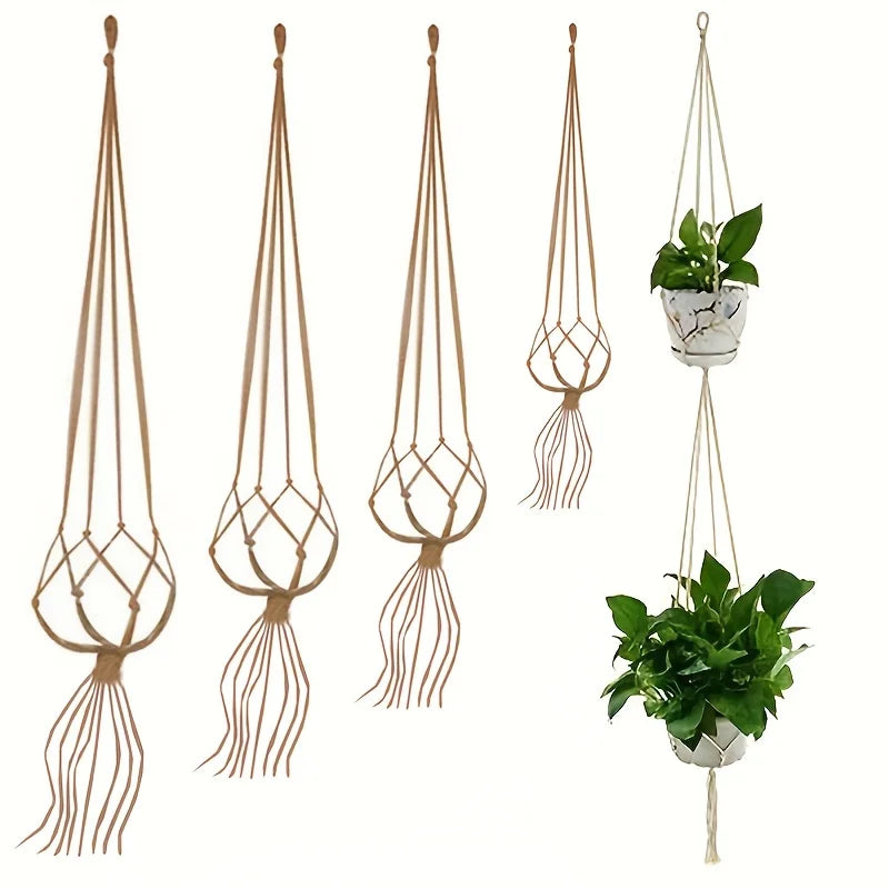 support plante suspendue macramé boho fibre végétale beige artisanalintérieurextérieur