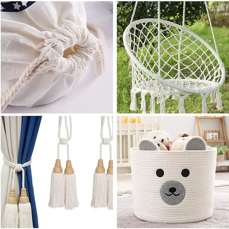 corde macramé coton beige tressée boho artisanale décoration maison durable haute qualité