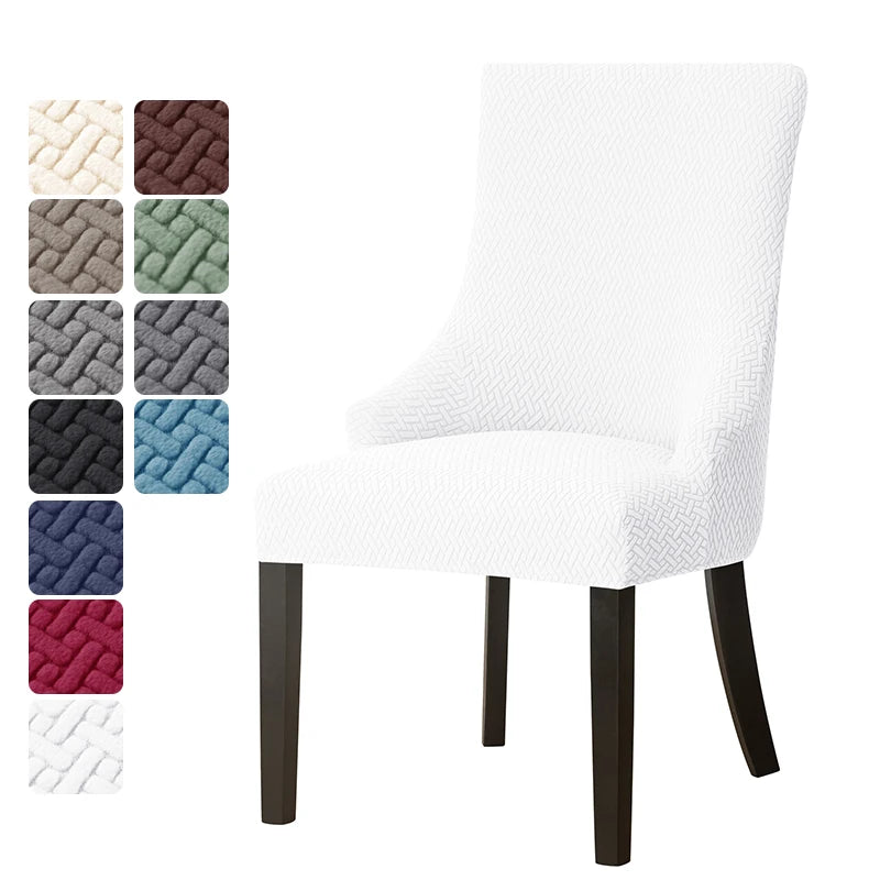 housse chaise mariage tissée motifs géométriques moderne gris bleu blanc elasthanne polyester