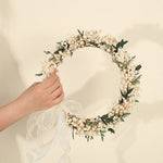 couronne fleurs séchées rose blanche romantique décoration intérieure mariage anniversaire baby shower
