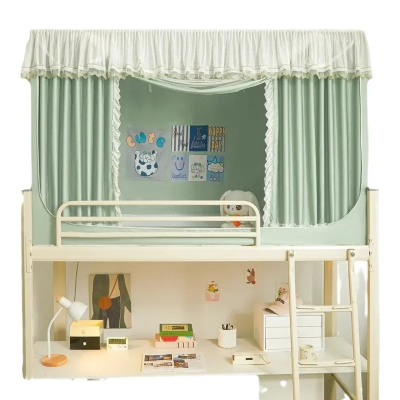 lit mezzanine moustiquaire vert pastel polyester plié anti moustiques extérieur campement moderne douillet uni