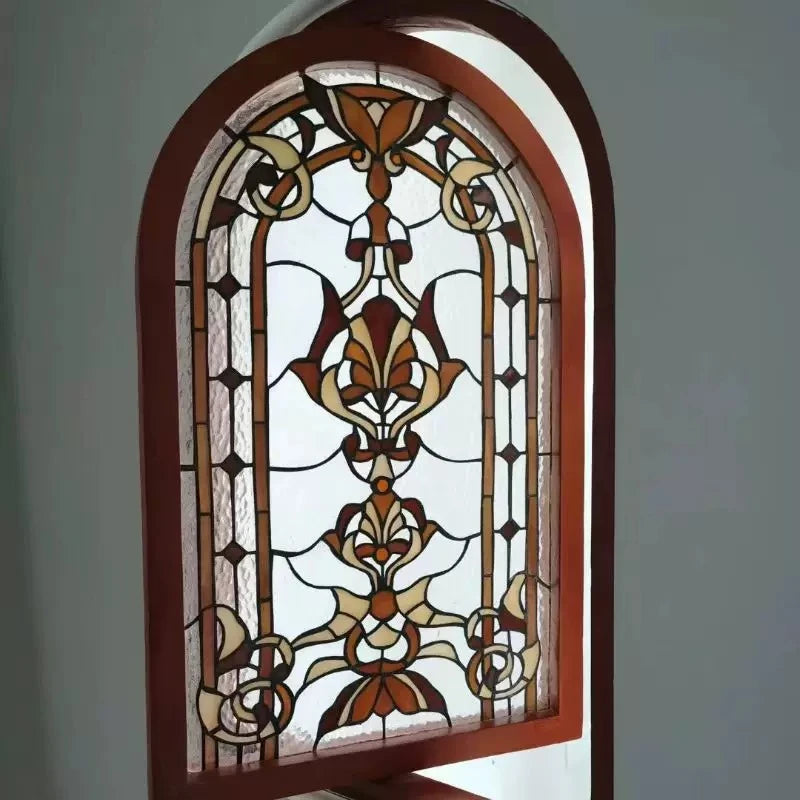 miroir mural archéval floral nordique vitrail décoratif transparent bois chambre