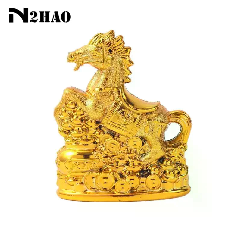 décoration intérieure statuettes chevaux dorées symboles chinois traditionnels ornements maison