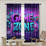 rideaux deux pièces graffiti game zone briques violet turquois rouge blanc urbain