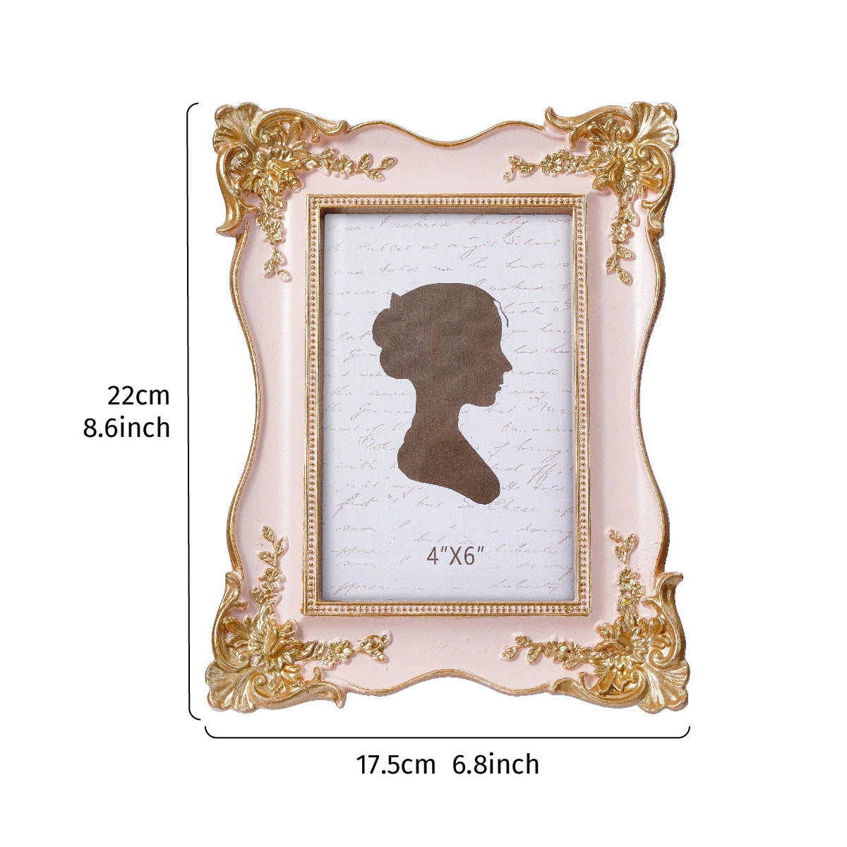 cadre photo vintage rococó floral relief rose or élégant maison