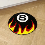 tapis flammes chiffre moderne noir blanc rouge jaune anti dérapant intérieur extérieur voyage cuisine