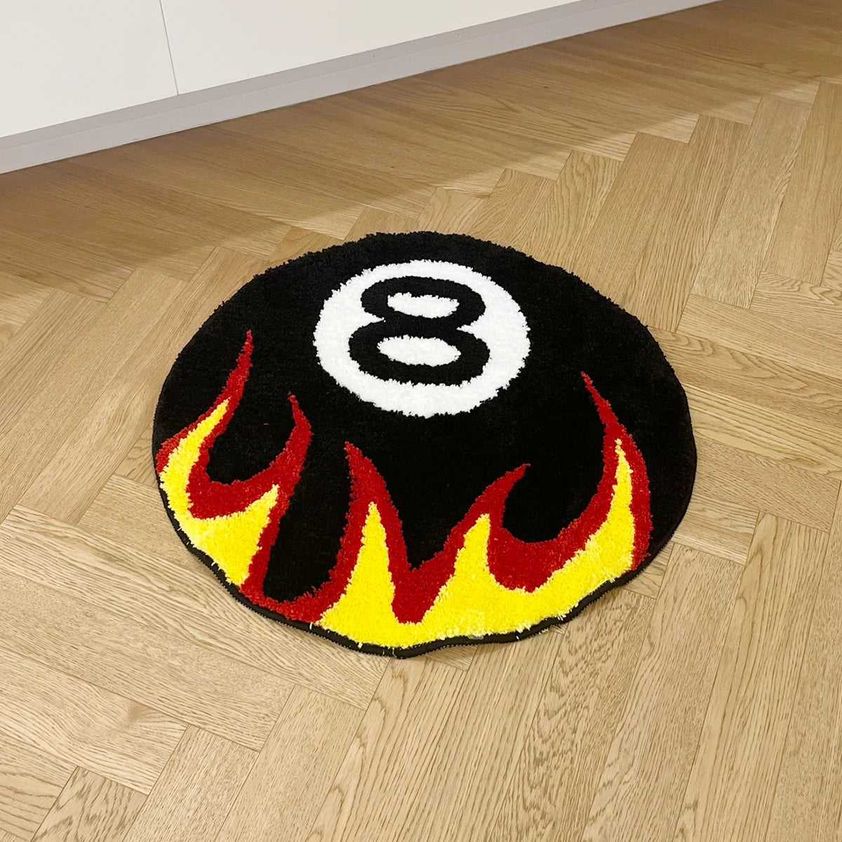 tapis flammes chiffre moderne noir blanc rouge jaune anti dérapant intérieur extérieur voyage cuisine