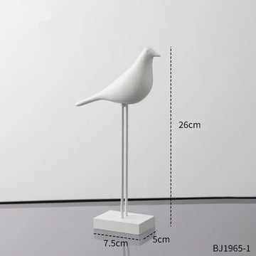 statues oiseaux noir blanc minimaliste sculpture deco intérieur base plate pieds minces