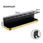 étagère mural moderne aluminium noir clips cheveux organisation salle bain cheveux brosse parfum