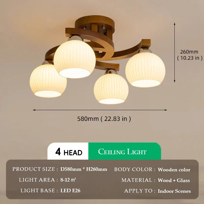 plafonnier moderne bois foncé blanc scandinave lampes éclairage salon chambre