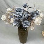 bouquet artificiel roses classique décoration maison table blanc beige noir gris pale rose
