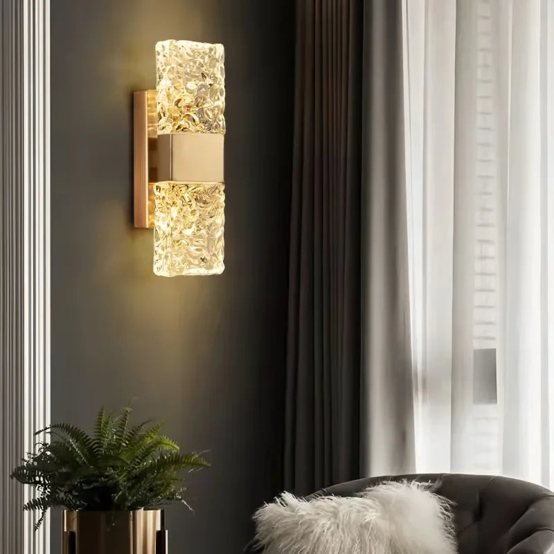 lampe murale moderne or noir transparent verre sculpté fixation murale led 90 260v 249