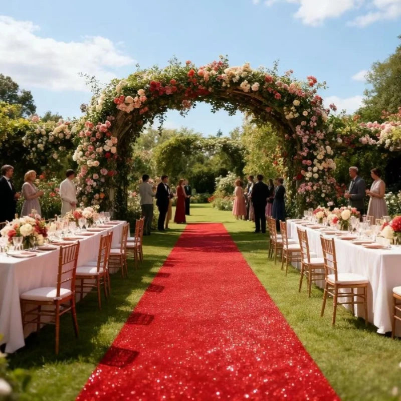 tapis rouge brillant pailleté moderne couleur rouge vif occasion cérémonie mariage noël glamour événement