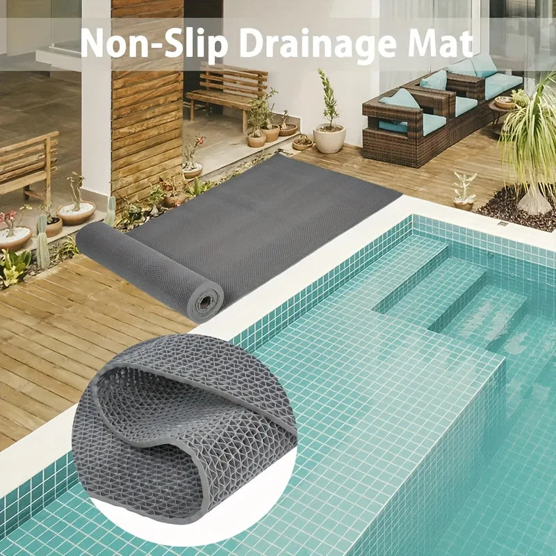 tapis anti dérapant gris pvc motif géométrique moderne adhésif salle bain cuisine