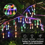 guirlande lumineuse solaire 12m 100led multicolore gouttes d'eau moderne extérieur jardin
