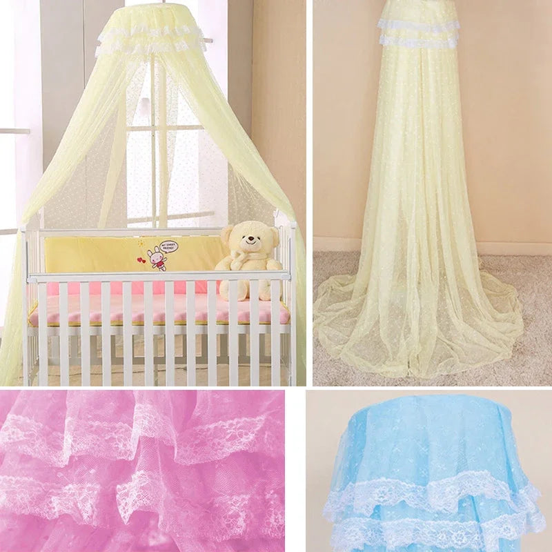 filet protection lit bébé bleu rose dentelle transparente clips classique doux chambre bébé été