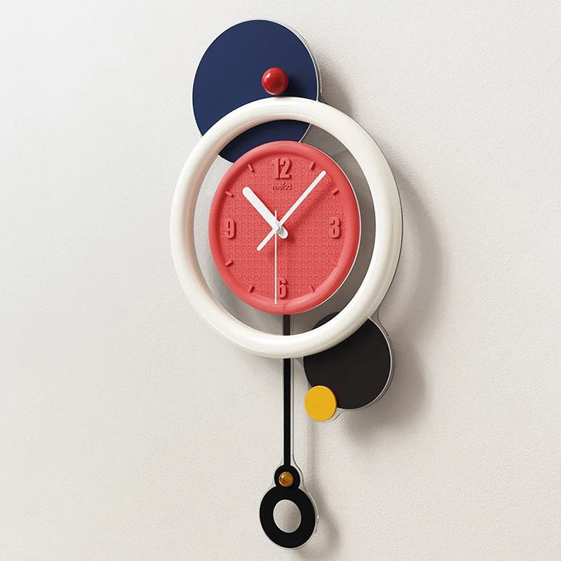 horloge murale moderne acrylique balançoire abstraite géométrique multicolore aiguille visage unique fixations