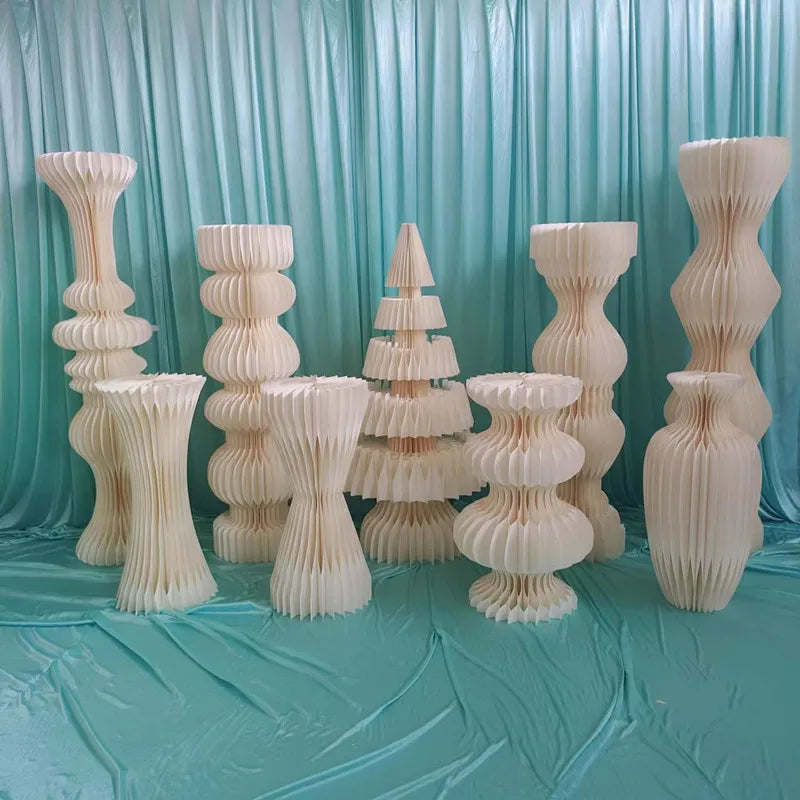 Décor festif vase blanc rayures moderne 100cm 120cm 80cm anniversaire mariage