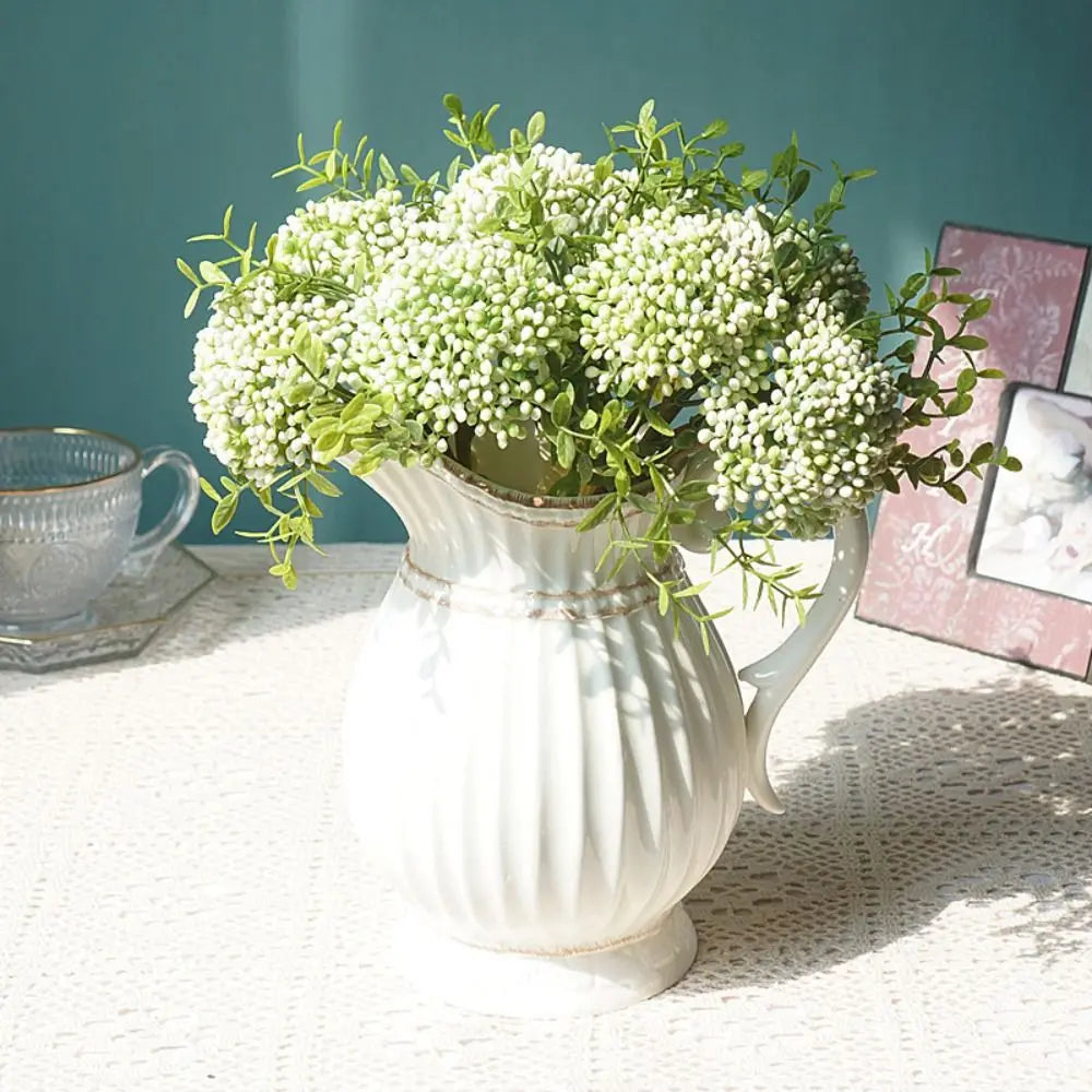bouquet artificiel rose blanc vert naturel décoration table mariage chambre rustic