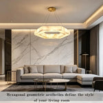 luminaire suspension moderne marbre beige géométrique salon salle manger décoration intérieur luxe