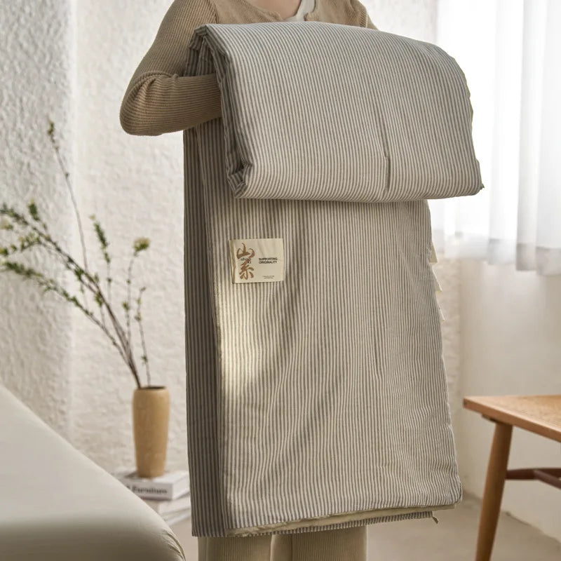 couette été coton 100% rayée beige verte simple nordique 150x200cm 200x230cm lavable