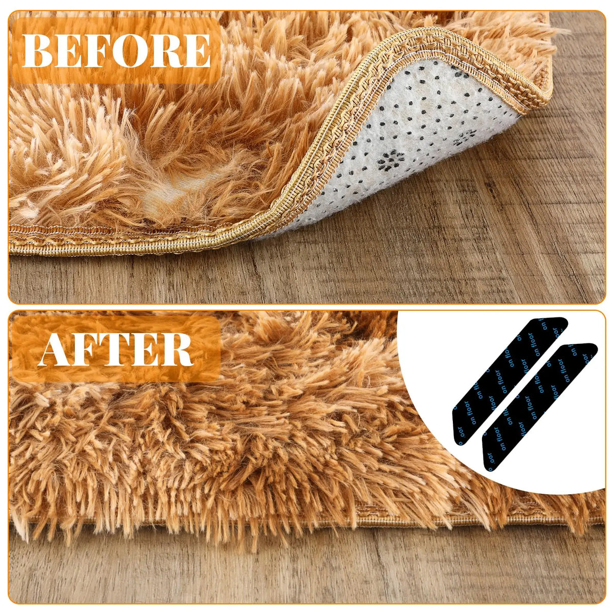 tapis adhésifs anti dérapants pelucheux marron clair moderne réutilisable antidérapants 160pcs opaques fixations adhésives