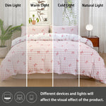 housse couette carreaux nœuds rose blanc moderne literie polyester douce 135x200cm 150x200cm 160x220cm