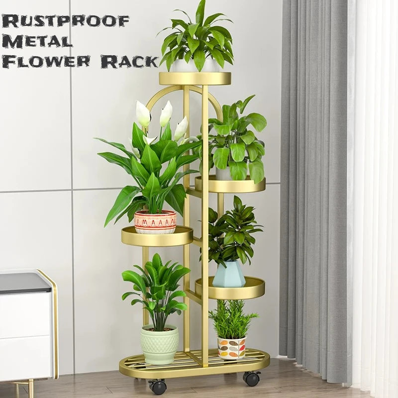 étagère fleurs métal moderne niveaux roulettes or blanc noir minimalistes