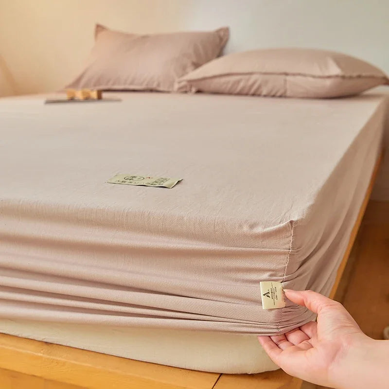 drap housse lit coton blanc uni élastique matelas moderne doux