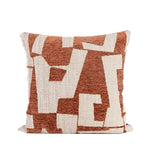 housse coussin géométrique moderne polyester coton noir blanc orange beige minimaliste contemporain ornemental 45x45cm