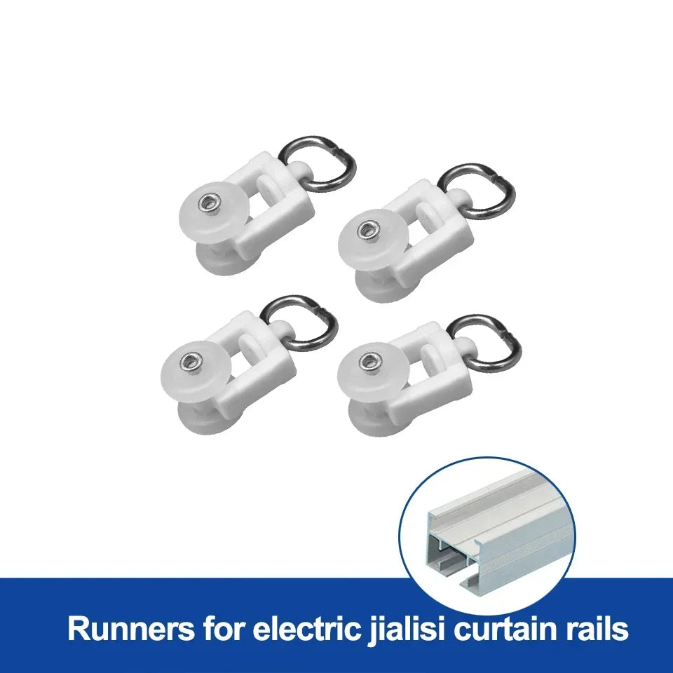 rideaux électriques runners blancs rondelettes transparentes moderne anneaux métalliques