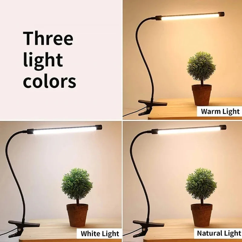 lampe led noir blanc minimaliste clip ajustable 10 niveaux luminosité rechargeable usb