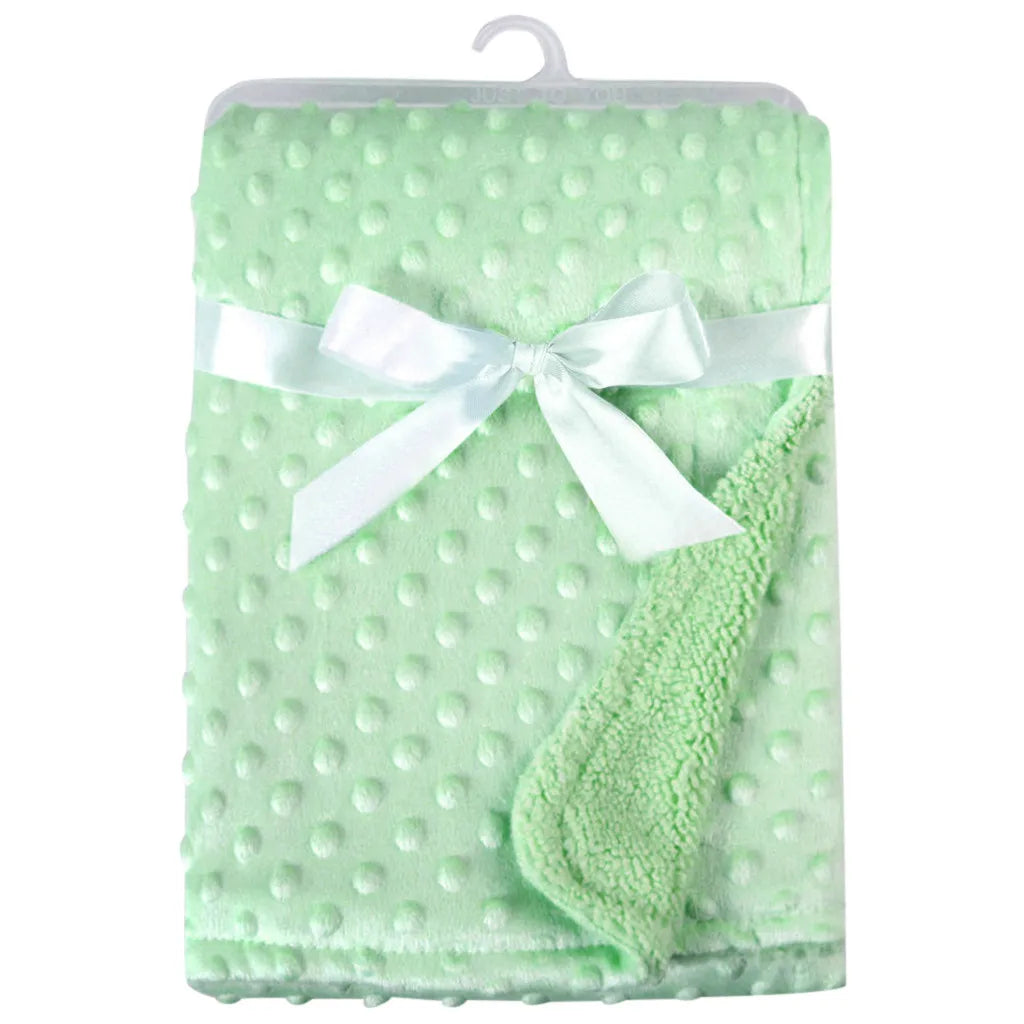 couverture bébé polaire douce hiver blanc bleu rose gris vert violet bordure pelucheuse