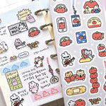 sticker kawaii animal mignon dessin animé rose blanc bleu vert gris noir adhésif personnages