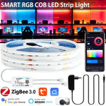 ruban led zigbee rgb 24v 840leds blanc bleu orange rouge moderne adhésif contrôleur