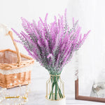 bouquet artificiel moderne bouquet branches feuilles vertes roses violets jaunes extérieur intérieur mariage fête